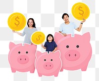 Family finance png element, transparent background