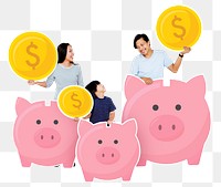 Family finance png element, transparent background