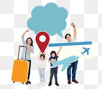 Family travel png element, transparent background