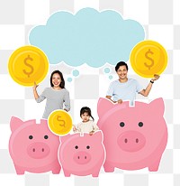 Family finance png element, transparent background