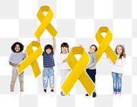 Kids yellow ribbon png element, transparent background