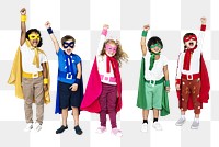 Superhero costume kids png, transparent background