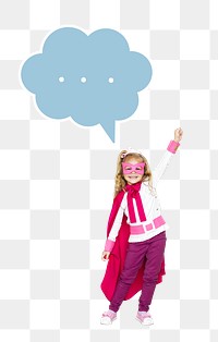 Happy superhero girl png, transparent background