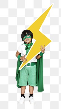 Lightning bolt png superhero kid, transparent background