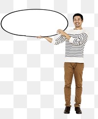 Man holding sign png element, transparent background