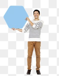 Man holding sign png element, transparent background