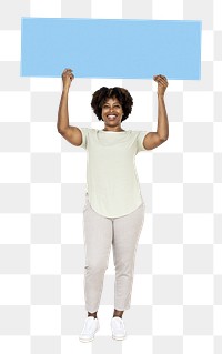 African American woman with sign png element, transparent background