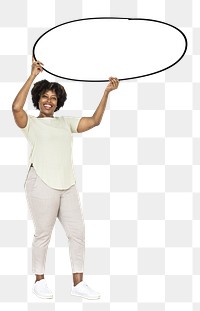 African American woman with sign png element, transparent background