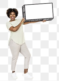 African American woman with sign png element, transparent background