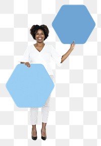 African American woman with sign png element, transparent background