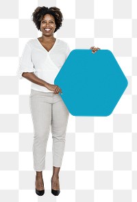 African American woman with sign png element, transparent background