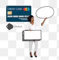 Credit card png element, transparent background