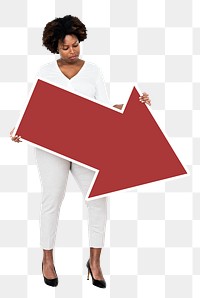 Red arrow png element, transparent background