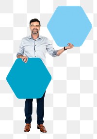 Businessman with sign png element, transparent background