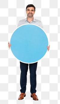 Man with round sign png element, transparent background