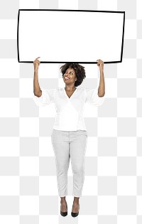 African American woman with sign png element, transparent background