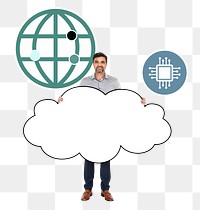 Cloud network png element, transparent background