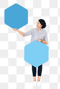 Hexagon sign png element, transparent background