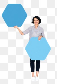 Hexagon sign png element, transparent background