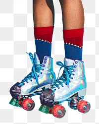 PNG legs in a roller skates, collage element, transparent background