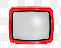 PNG old red television, collage element, transparent background