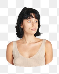 Black-hair woman png sticker, transparent background