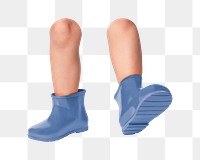 Png kid's blue rain boots, transparent background