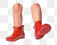 Png kid's red rain boots, transparent background