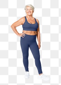 Sportive senior woman png activewear apparel, transparent background