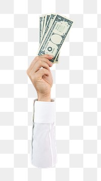 Png hand holding money, transparent background