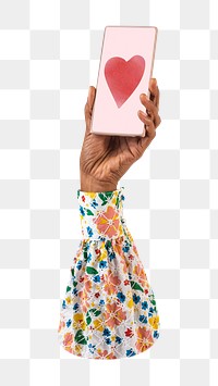 Png hand holding smartphone , transparent background