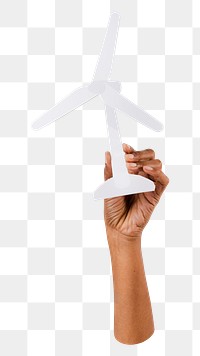 Png wind turbine hand, transparent background