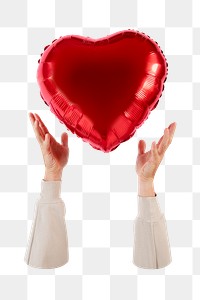 PNG Valentines heart balloon, collage element, transparent background