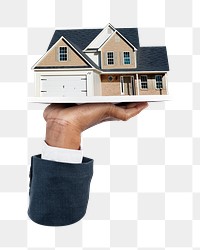 Hand png presenting house, real estate agent, transparent background