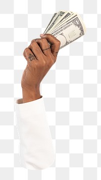 Png hand holding money, transparent background