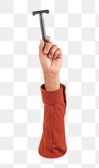 Png hand holding shaver, transparent background