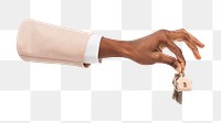 Png hand giving keys, transparent background