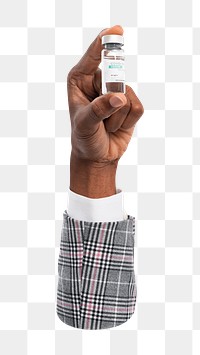 Png hand holding vaccine dose, transparent background