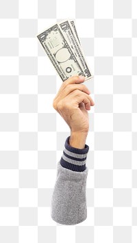 Png hand holding money, transparent background