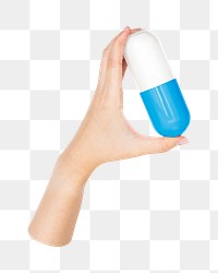 Png hand holding medicine, transparent background