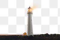 PNG Beautiful lighthouse collage element, transparent background