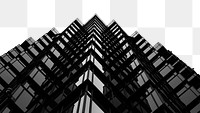 PNG The edges of a wavy skyscraper facade in black and white collage element, transparent background