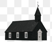 PNG Black wooden church collage element, transparent background