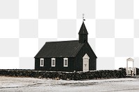 PNG Black wooden church collage element, transparent background