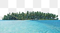 PNG view of island covered with tropical trees collage element, transparent background