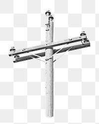 PNG Wooden electric pole, collage element, transparent background