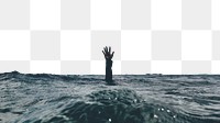 PNG hand in the ocean collage element, transparent background