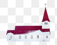 Png snowy chapel, isolated object, transparent background