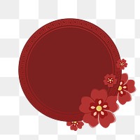 Chinese flower png badge, transparent background