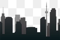 Black silhouette skyline png, transparent background